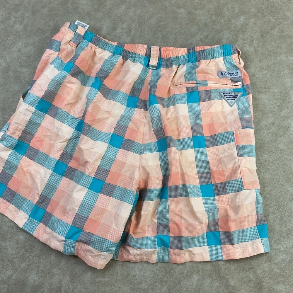 Columbia PFG‎ Super Backcast Mens Large Plaid Swim Board Shorts Mesh Lined 1862
